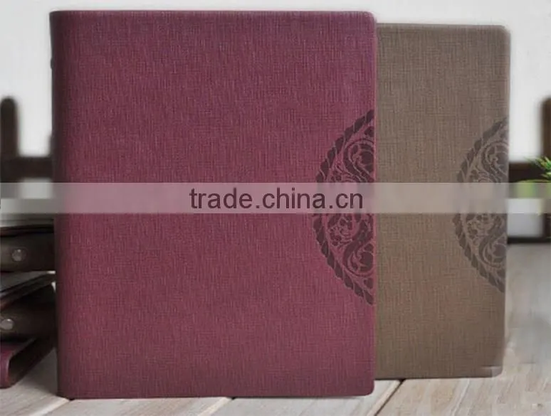 2015 brown or purple leather notebook with embossing pattern