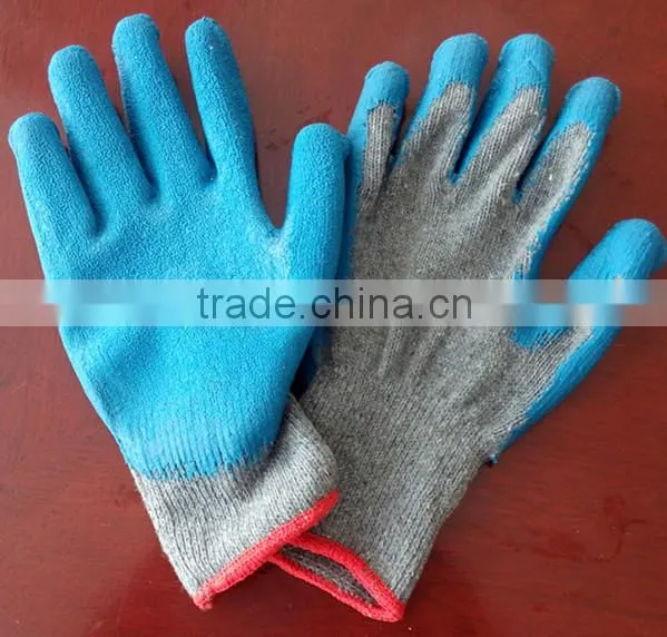 cotton coated green latex gloves