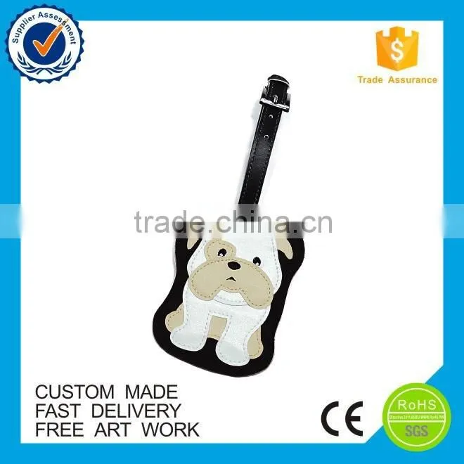 Hot sale cartoon dog funny leather luggage tag