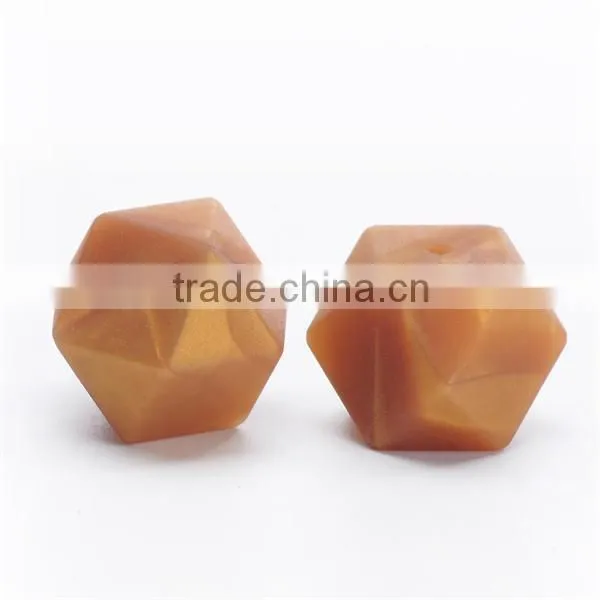 BPA Free FDA Approved Hexagon Grey Marble Silicone Beads for DIY silicone necklaces