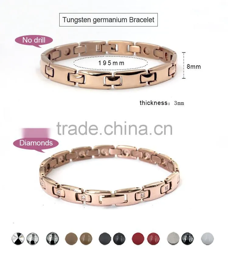 New Product rose gold Fashion rhinestone titanium Women Cubic Zirconia Magnets Cross germanium Health Bracelet