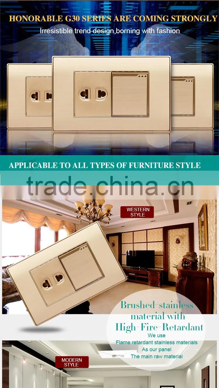 USA Standard wall mount single 1 gang , 2 pin switch socket with light indicator
