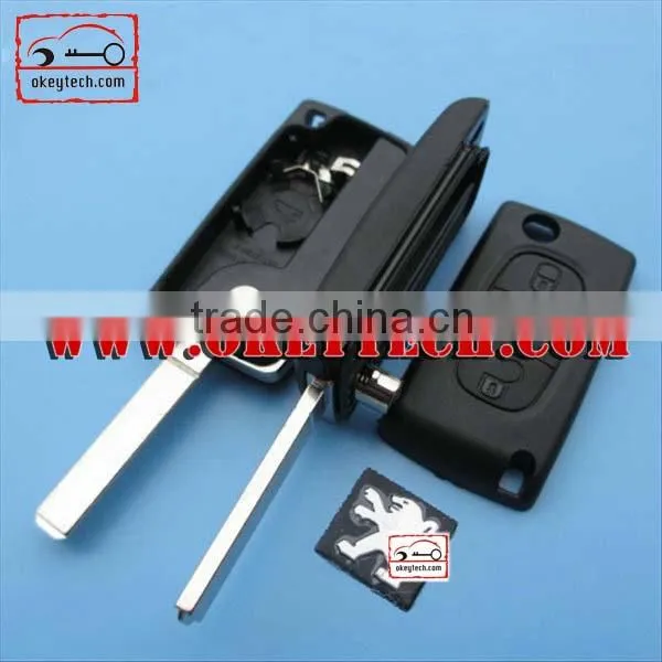 OkeyTech Peugeot 307 3 buttons remote key shell trunk button with battery clamp without groove blade for key cover peugeot 307
