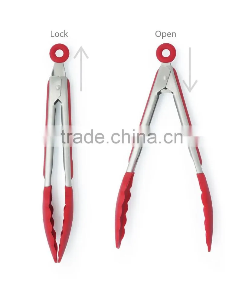 OEM Kitchen Tools Set of 3 Silicone Laser Logo Silicone Food BBQ Tong