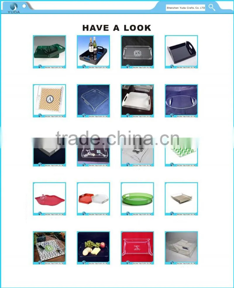 Special design acrylic serving tray wholesale, plexiglass serving tray, table top acrylic fruit tray