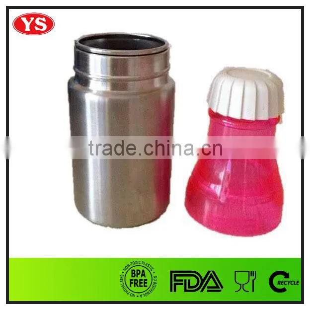 single wall bpa free 500ml plastic and stainless steel soda bottle