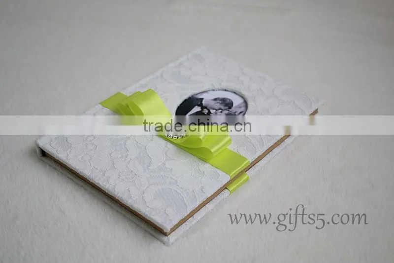 Unique design wedding record memories guest book with photo frame you can put photo in the cover