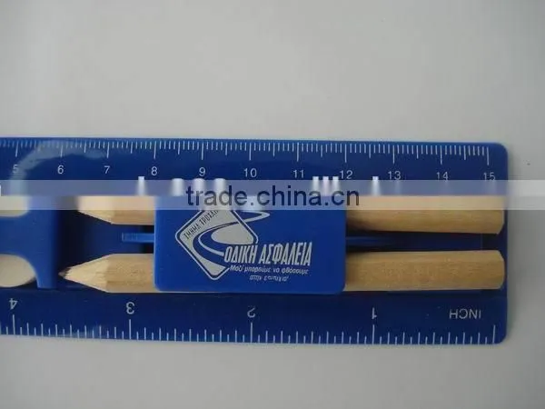 new ideas ruler set/assorted stationery set/pencil with sharpener with ruler