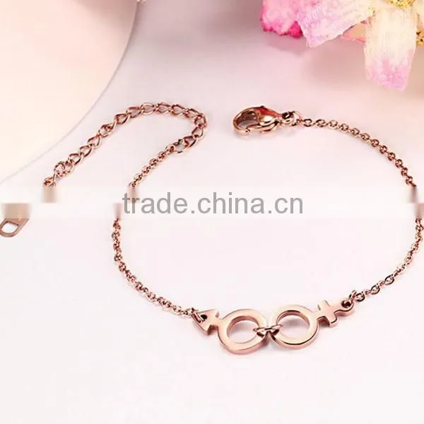 Fashion Rose Gold Plated Couple Stainless Steel Bracelet
