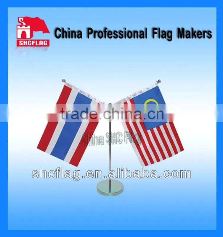 custom national table top flag with metal base and stick