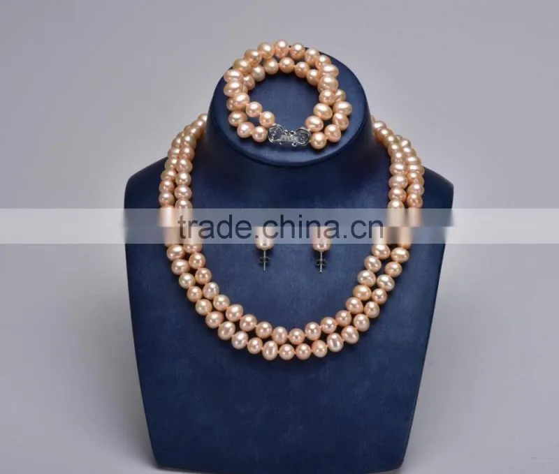 2016 European Style Fashion Faux Pearl Jewelry Sets 2 Rows With Earrings