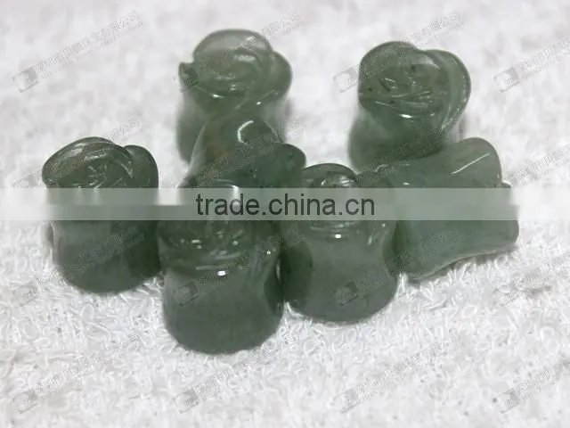 Green aventurine ear piercing jewelry,stone carved flower ear plugs