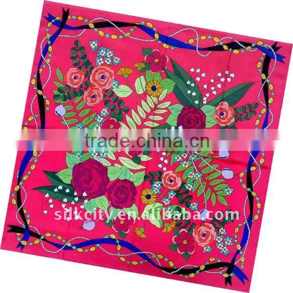 2014Winter Newest Twill Silk Square Scarf (DX1025-4)