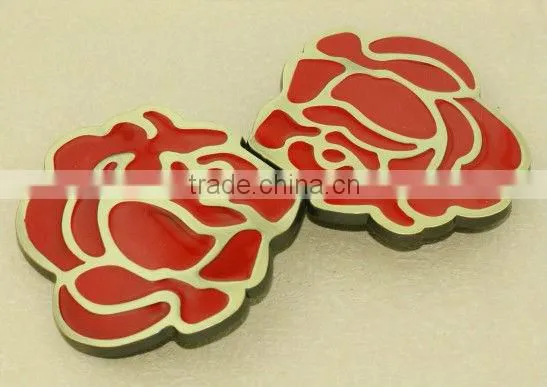 two red rose shape garment buckle