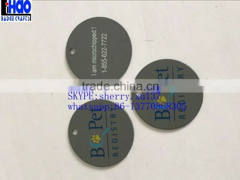 Custom round shaped aluminum Hanging nameplate hang tag design