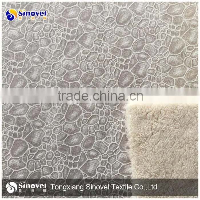 100% Polyester garment fabric women's winter coat fabric suede fabric bonded fur