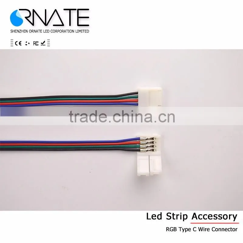 10mm 4 pin RGB solderless 5050 led strip connector