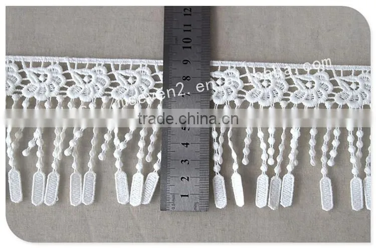 Beautiful design 9cm width polyetser crochet tassel fringe for dresses wholesale