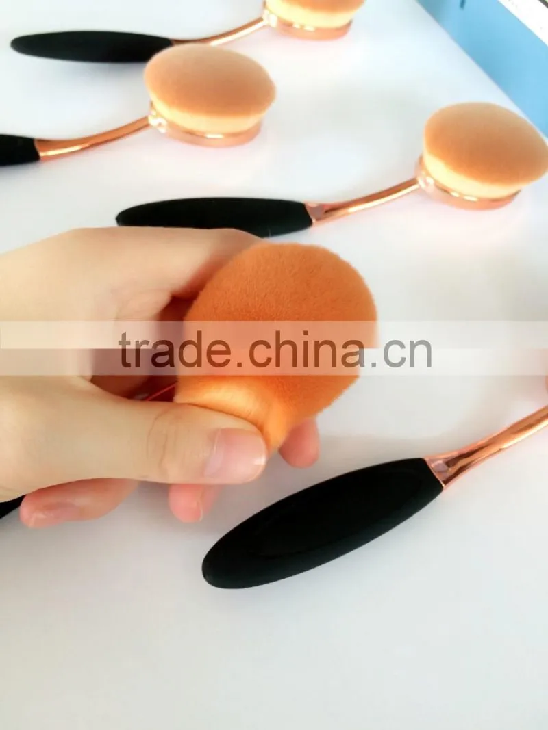 2017 Hot Sale 10pcs Cosmetic Brush Foundation Oval Makeup Brush Set