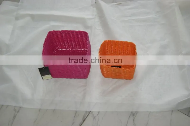 fashionable and soft cheap small size crochet PP straw basket home use