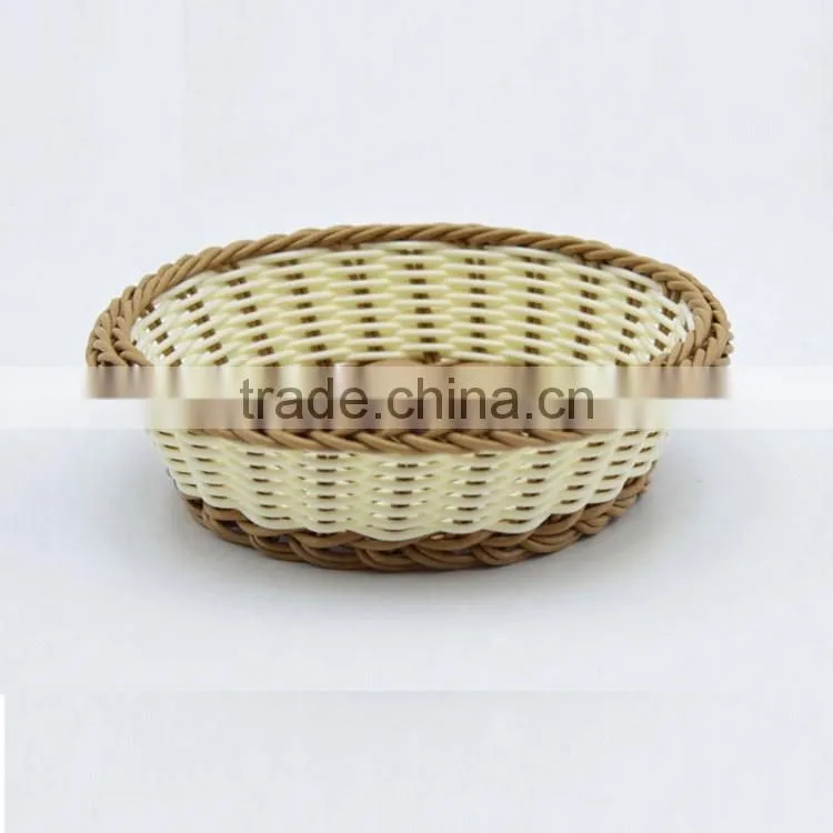 Set of 5 design eco-friendly plastic wicker woven fruit bread basket mini baskets wholesale