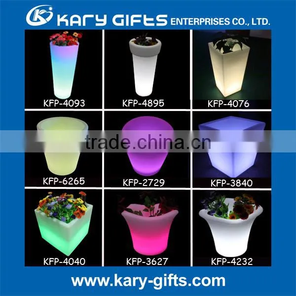 Outdoor large glowing flower pot plastic material led garden planter pots