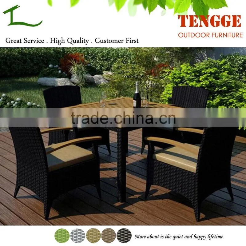 Rattan wood garden furniture rattan wood dining table with 4 chairs