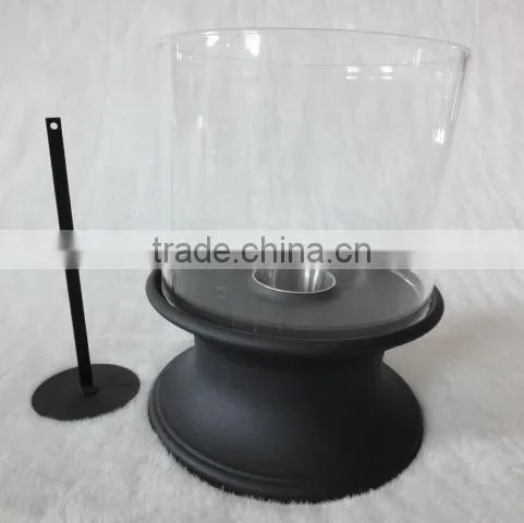 decorative corkscrew metal&round glass bio ethanol fireplace