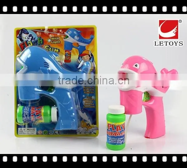 kids plastic funny dolphin shape bubble gun with music and 1 bottle bubble water