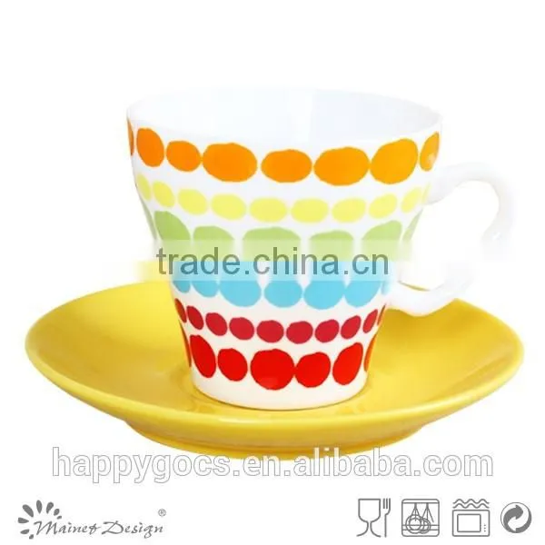 high quality dot decal new bone china cup and saucer