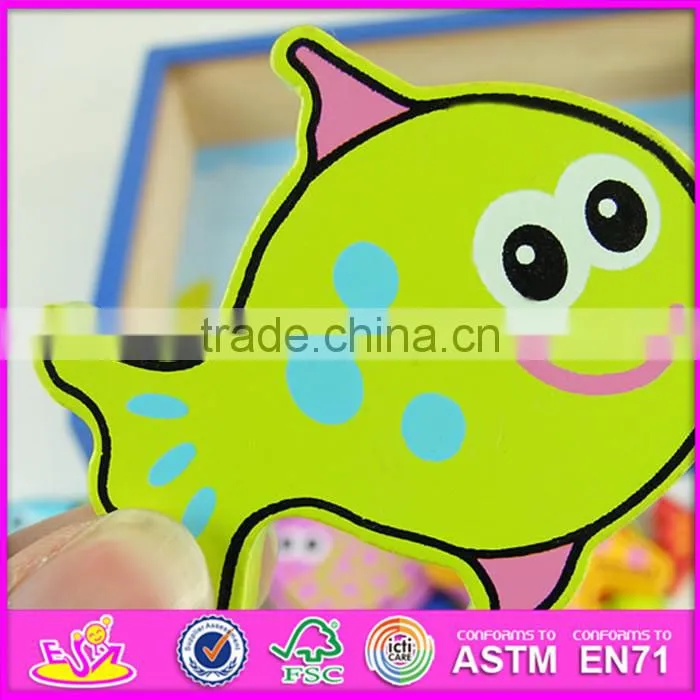 2016 new design magnetic wooden children fish toy W01A088
