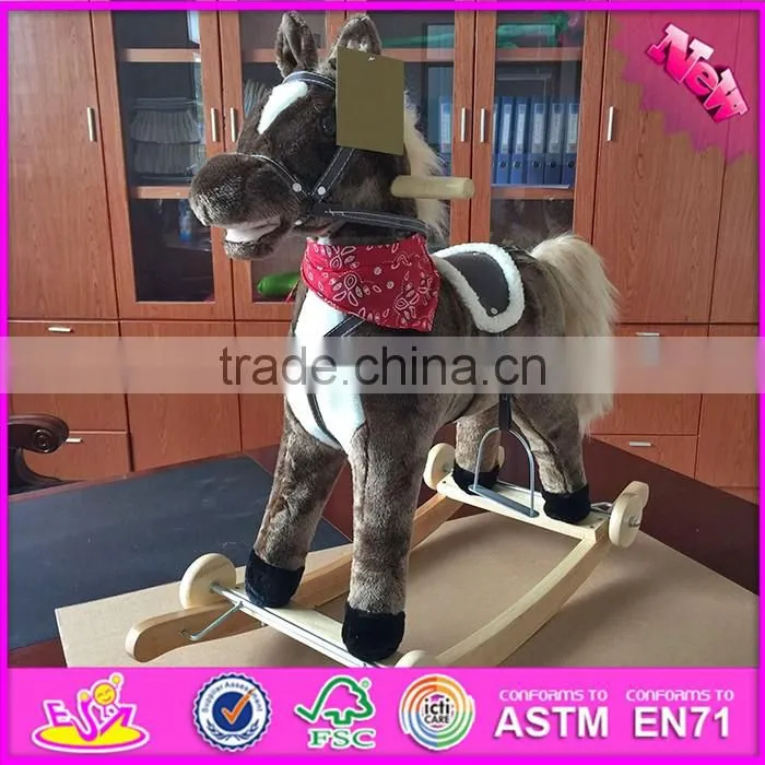 2017 New products funny horse sound wooden rocking horses for toddlers W16D094