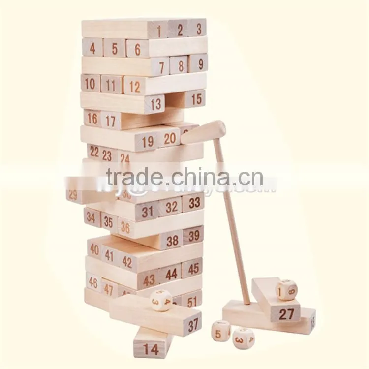 Best sale 51 pcs building toys wooden educational play blocks for toddlers W13D150