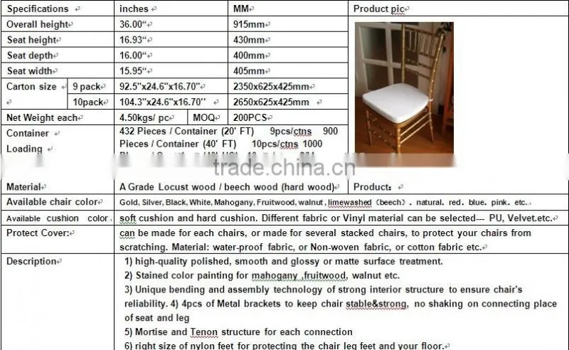 banquet wholesale white resin chiavari chairs for sale