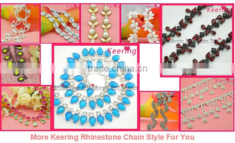 Crystal roll pink rhinestone cup chain with gold claw WRC-012
