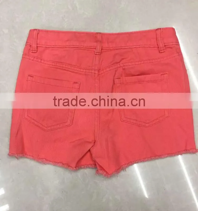 China stock garment suppliers branded girls stretch denim shorts