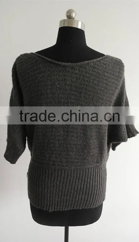ladies bat sleeve lurex coated with mohair knit pullover sweater