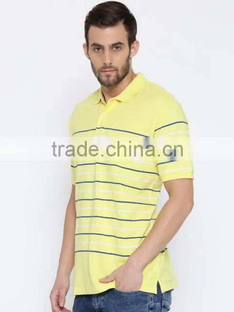 2017 Guangzhou Shandao Garment OEM Customized 180g 100% Cotton Men Striped Short Sleeve Polo Shirt
