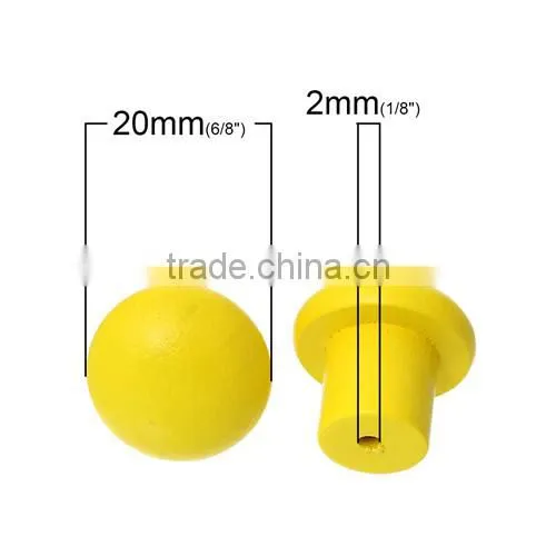 Yellow Mushroom Wood Jewelry Case Box Drawer Pull Handle Knobs 20mmx20mm