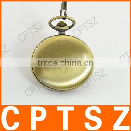 Classical Bronze Polish Men Quartz Pocket Watch with Pendant Chain
