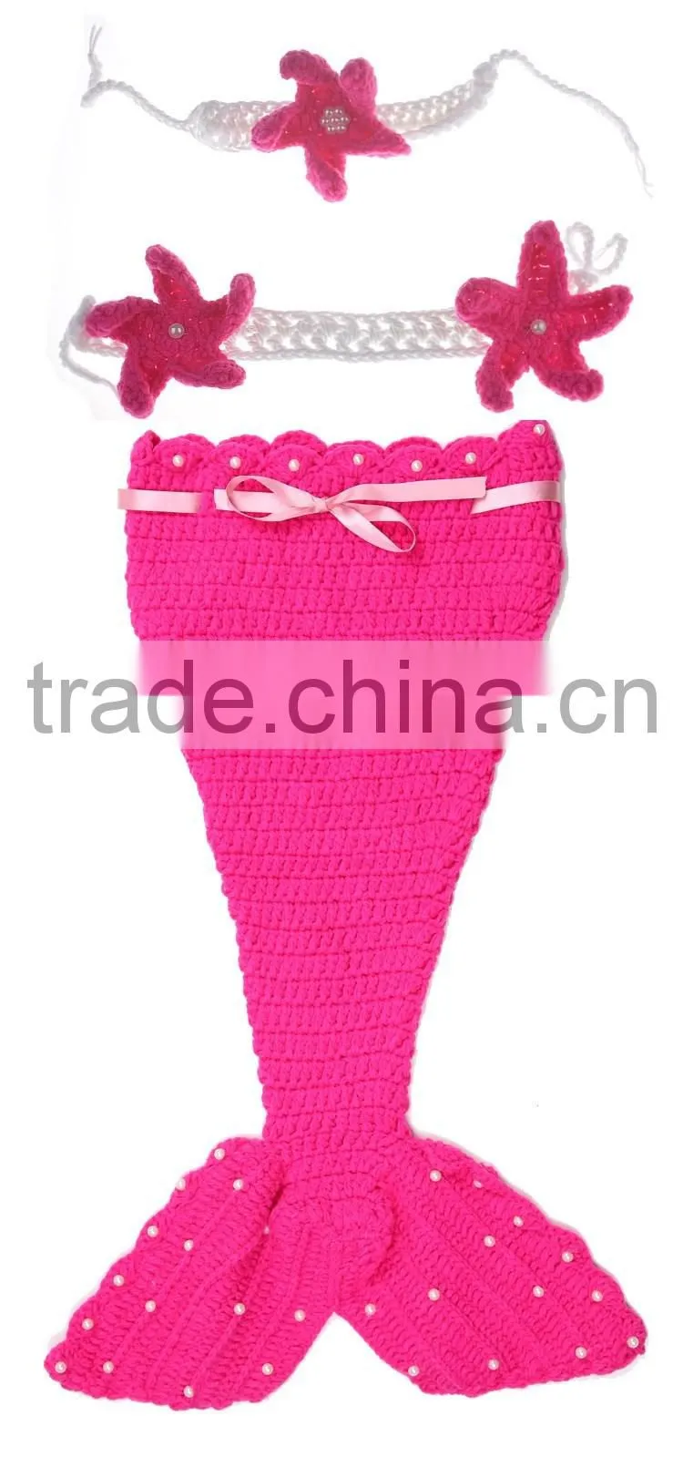 2017 Newborn Baby Knit Crochet Mermaid Headband Costume Photo Prop