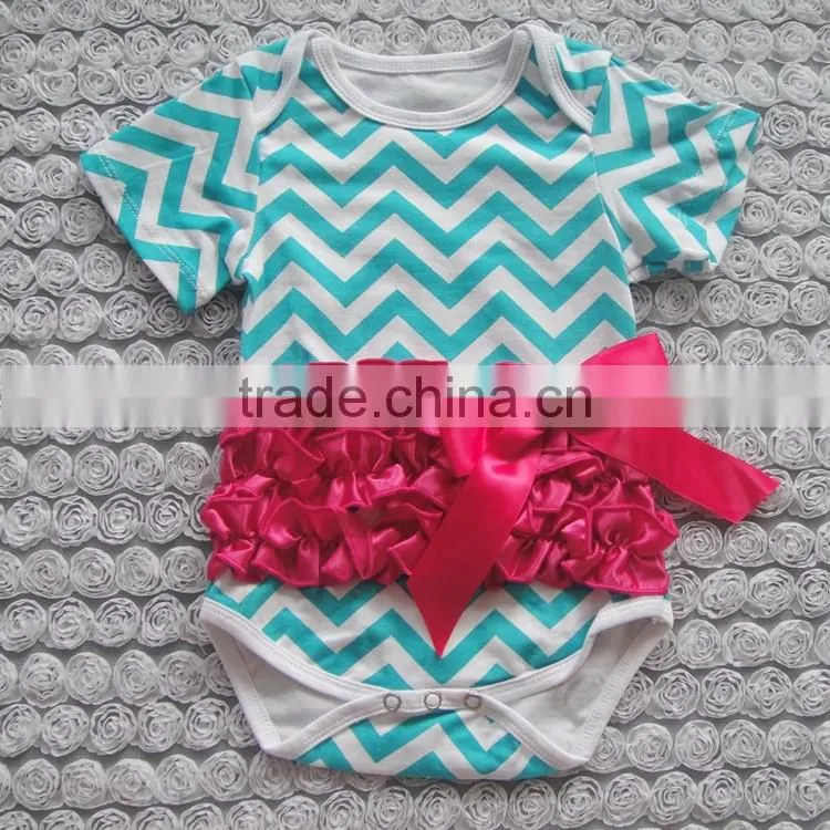Carter's Girl Cotton Chevron Prints Multi Colors Satin Ruffles Romper
