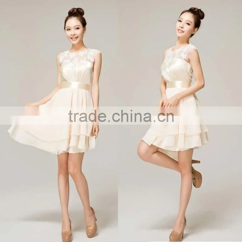hot selling new charming beige bridesmaid prom party dress