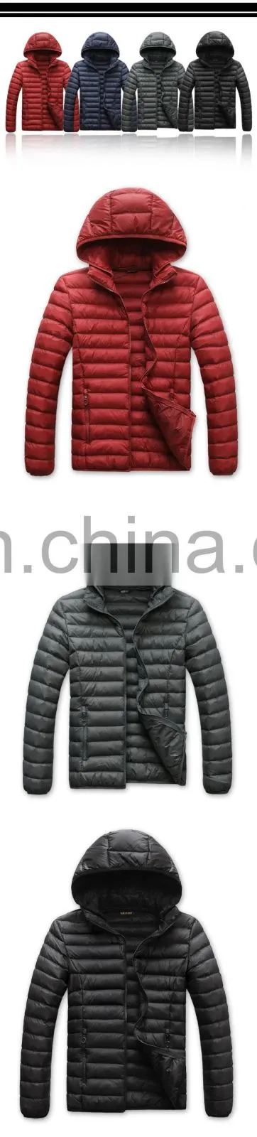 Winter padding sports jacket with detchable hoodies down jacket for adults