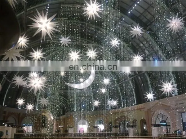 Flower-printed star shaped LED inflatable decoration for party or holiday