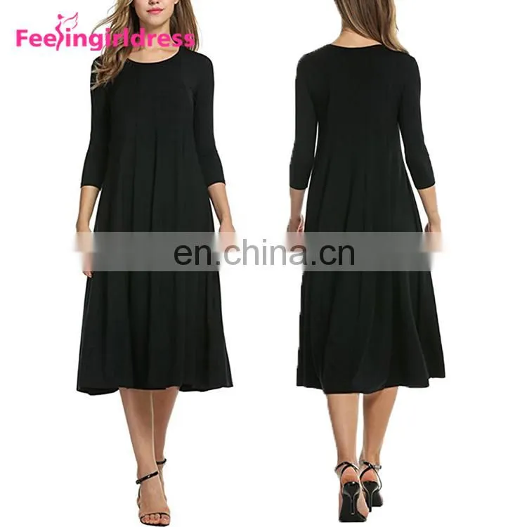 Fashion New Long Sleeve Casual Purple Party Midi Dresses Fat Women