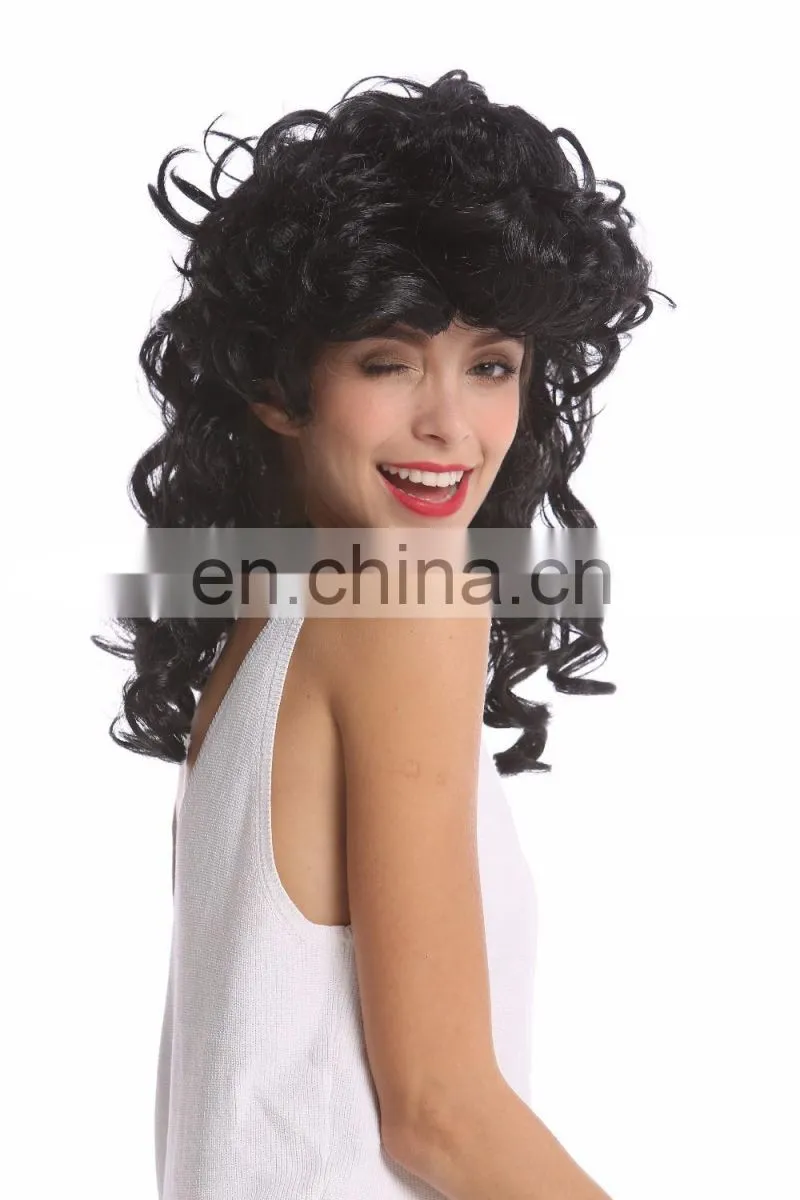 Crazy Party black long wigs P-W204