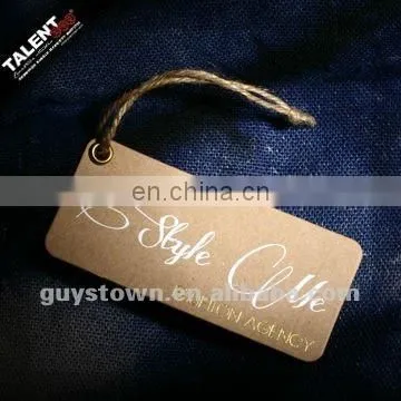 High Quality Spot UV printed Kraft paper hang tag for garments