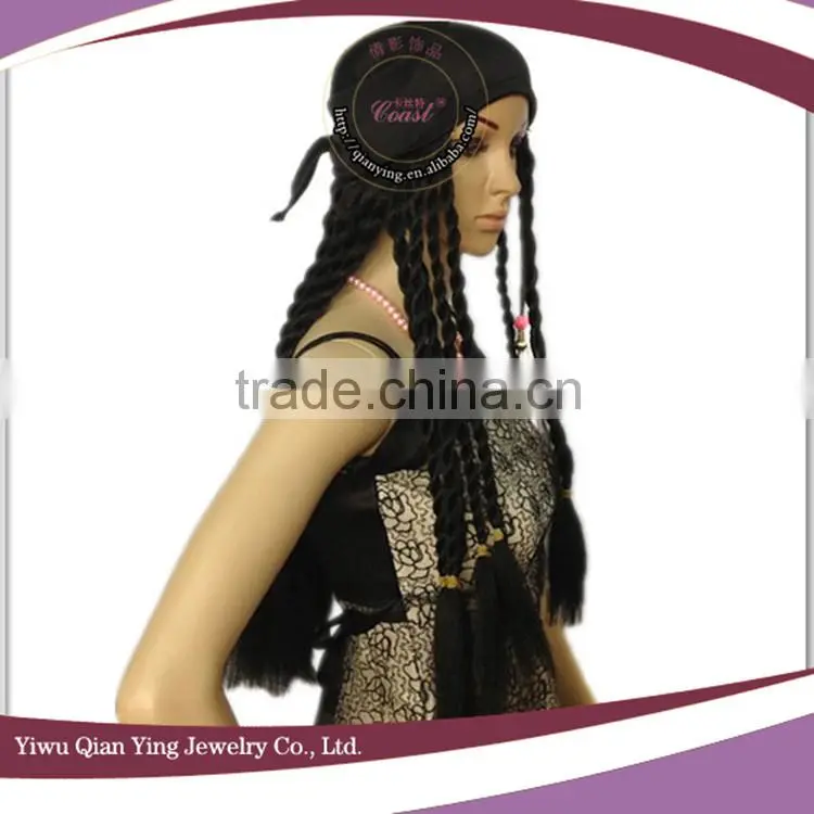 cheap long synthetic black braided headband wigs