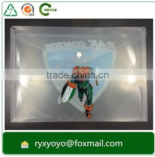 cheap price pp plastic office doucument bag with snap button
